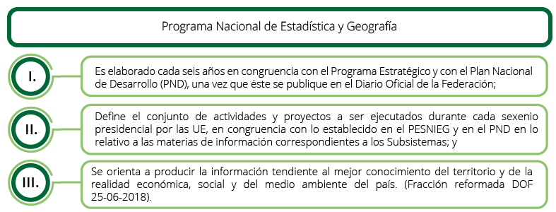 Características del programa Nacional de Información Estadística y Geografía