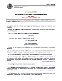 Portada de la Ley de Planeación